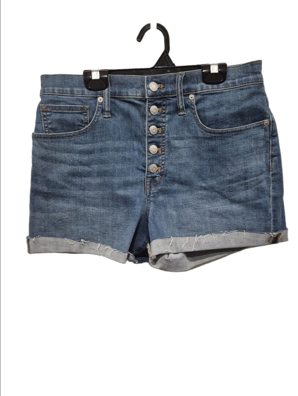 Madewell High-Rise Denim Shorts Button-Front Cuffed Cutoff Derby Wash 28